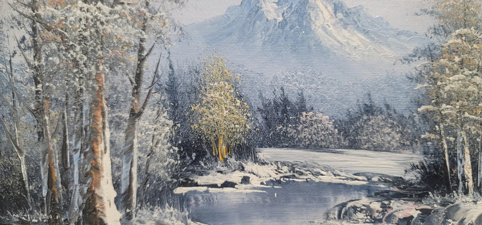 1990s Winter Landscape Oil Painting on Canvas Signed Antonio - 2