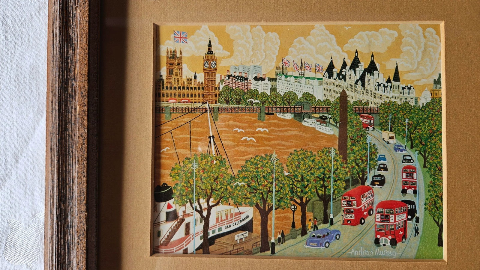 Andrew Murray 1981 Framed Set of 4 London Scenes on Greeting Cards From His Original Paintings - 3