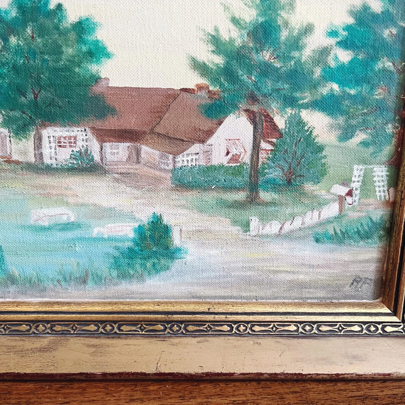 Vintage "Home" Original Signed Oil Painting - 2