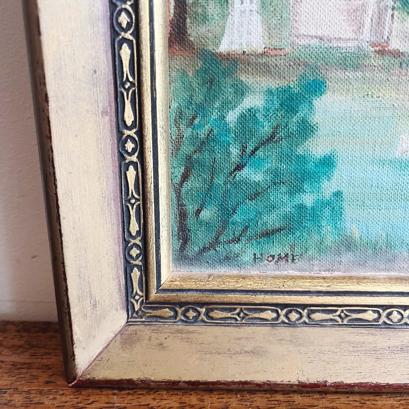 Vintage "Home" Original Signed Oil Painting - 4