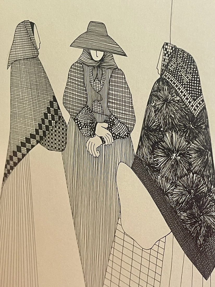 Pen & Ink Drawing Signed Luis Valdez Ibiza 1976 Minimalist Art Modernism Spain, Framed - 3
