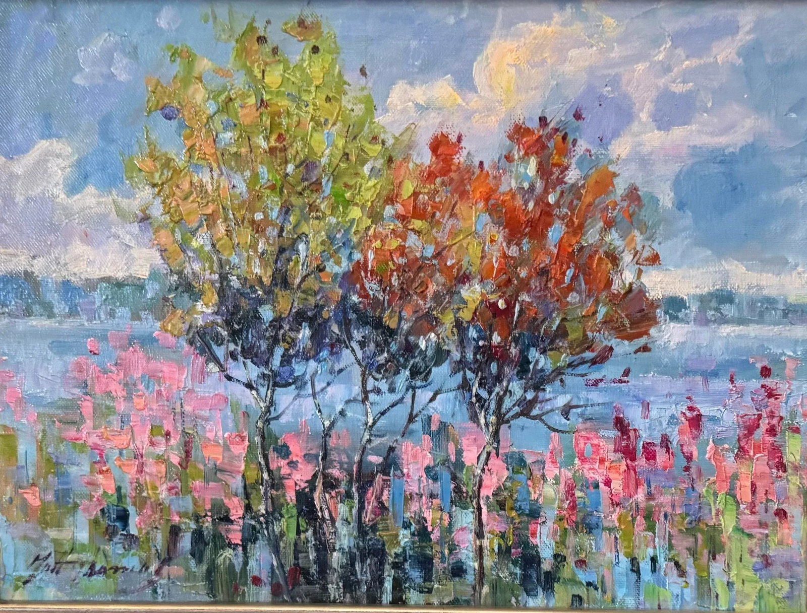 Oil Painitng by Matt Thomas, "Lakeside" Post-Impressionist - 2