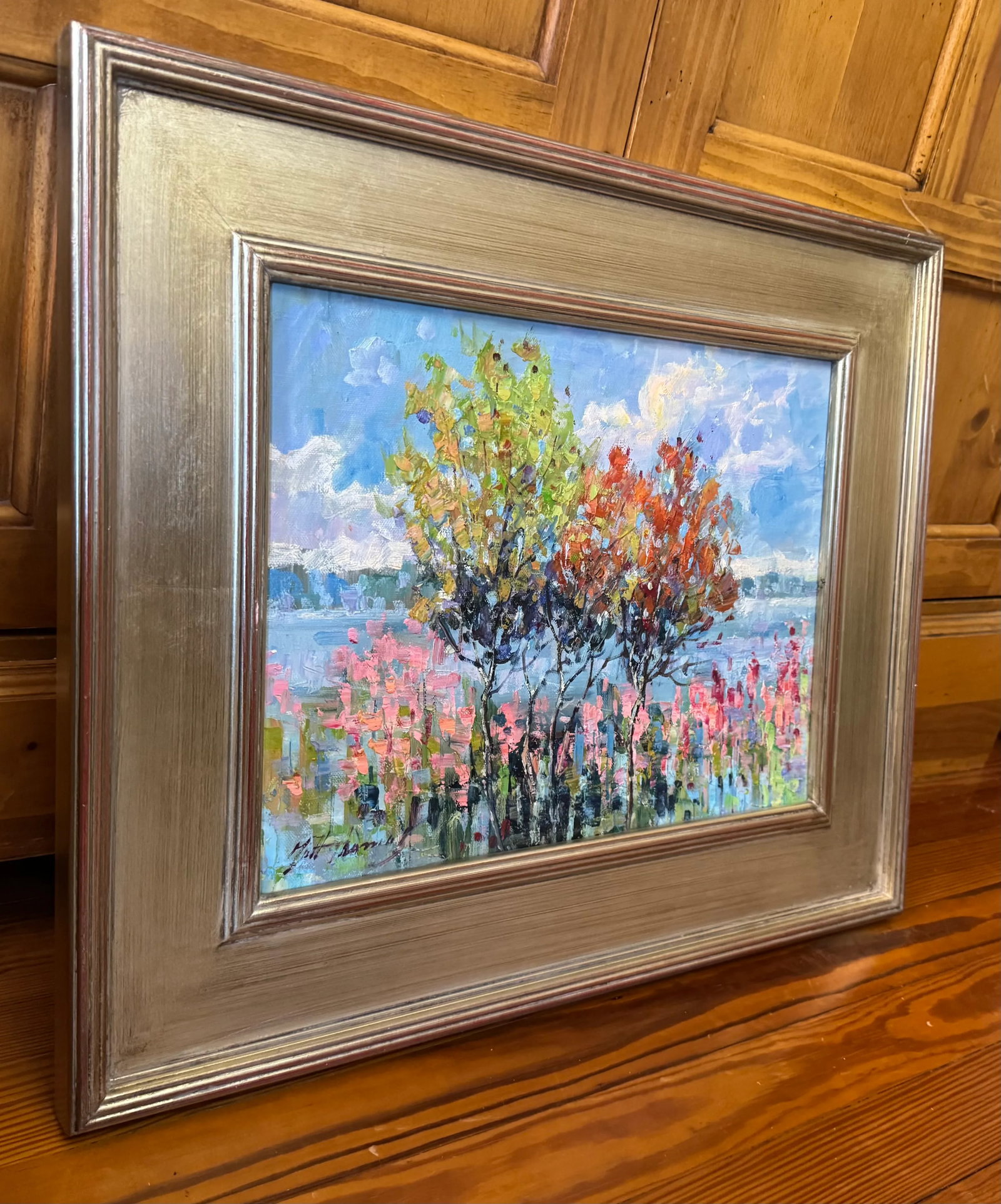 Oil Painitng by Matt Thomas, "Lakeside" Post-Impressionist - 4