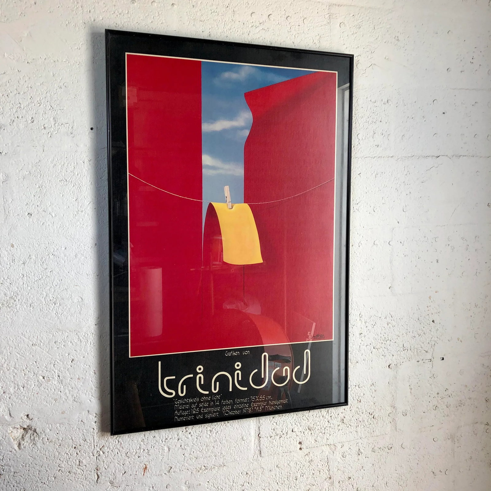 Vintage 1970s Framed German Art Exhibit Poster - 2