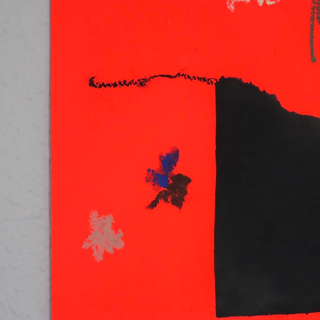 My Hands Are Too Small to Hold the Earth Contemporary Fluorescent Red Abstract Painting on Paper b - 7