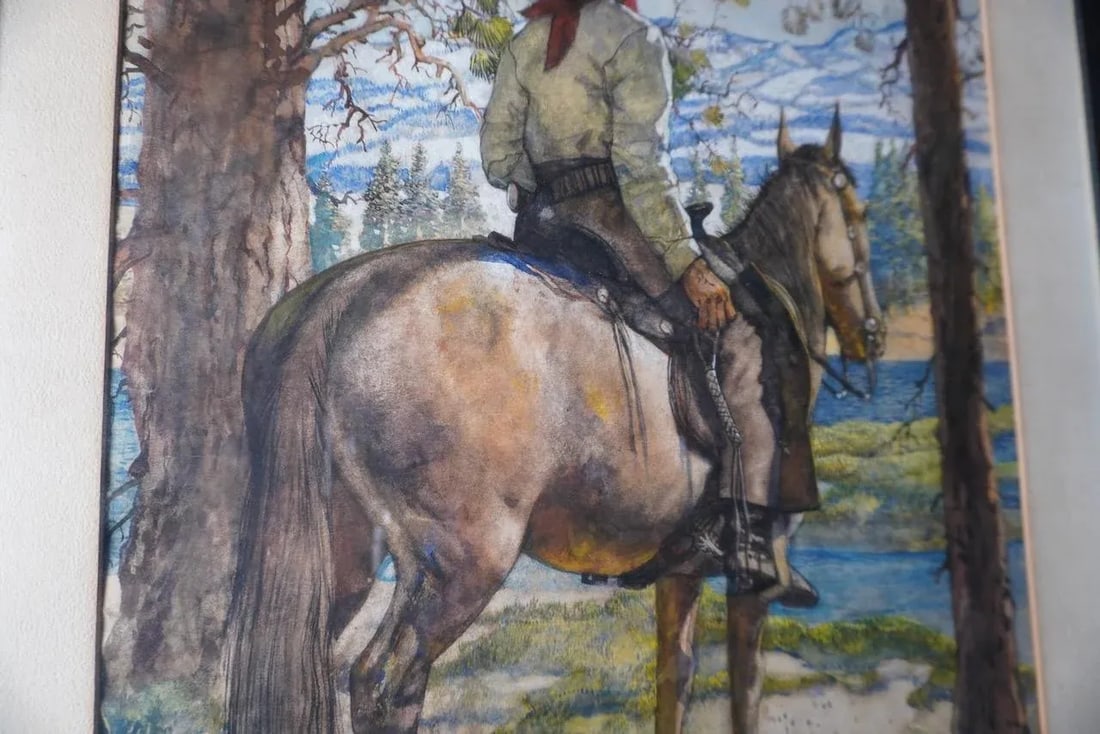 Early 20th Century Hernando Gonzallo Villa, Vaquero on Horseback, Watercolor on Paper, Framed - 2