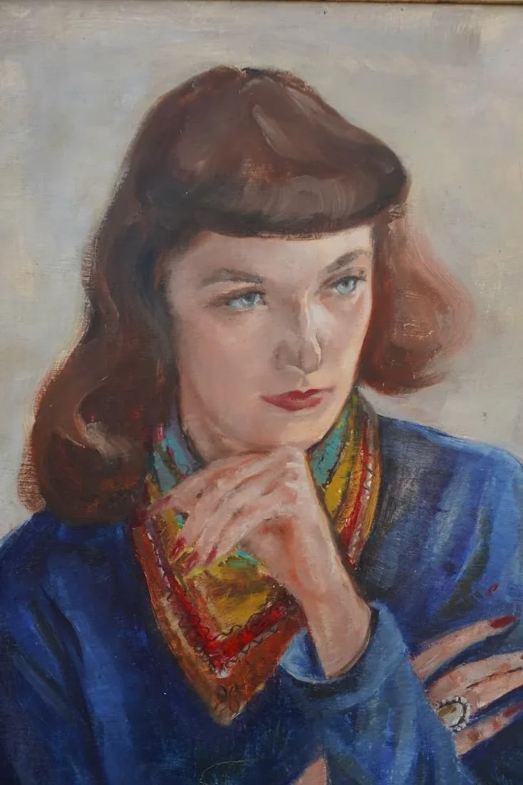 Mina Pulsifer - Anne in a Blue Dress, Oil on Masonite c.1948 - 2