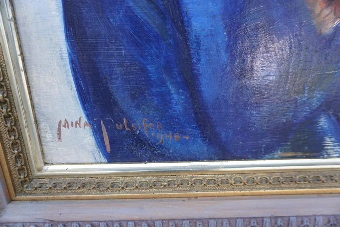 Mina Pulsifer - Anne in a Blue Dress, Oil on Masonite c.1948 - 3
