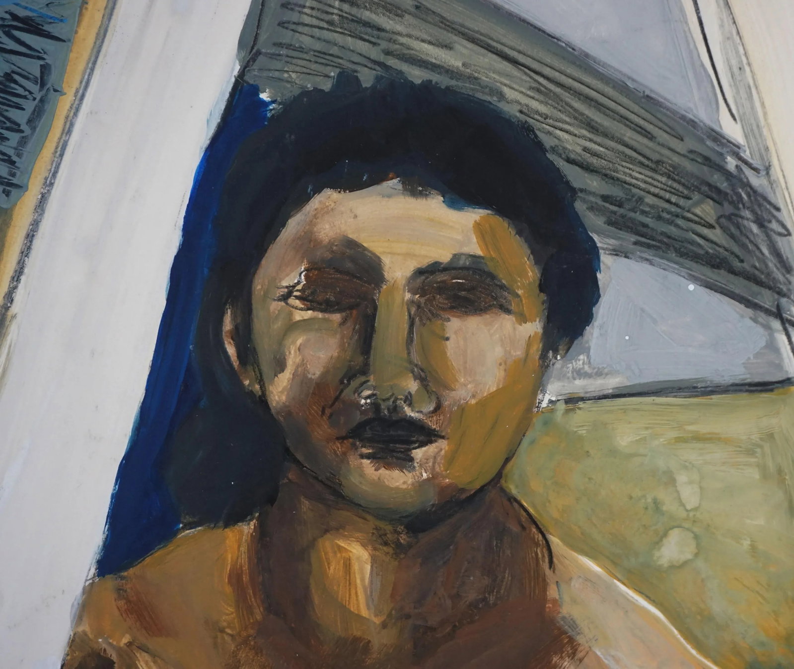 Vintage Figurative Portrait of a Nude Female Model -- Under the Sawhorse by Katherine Kallick - 2