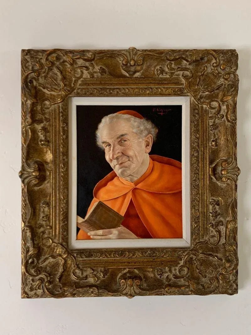 Mid 20th Century Portrait of a Cardinal by Otto Eichinger Austria Oil on Panel, Framed - 2