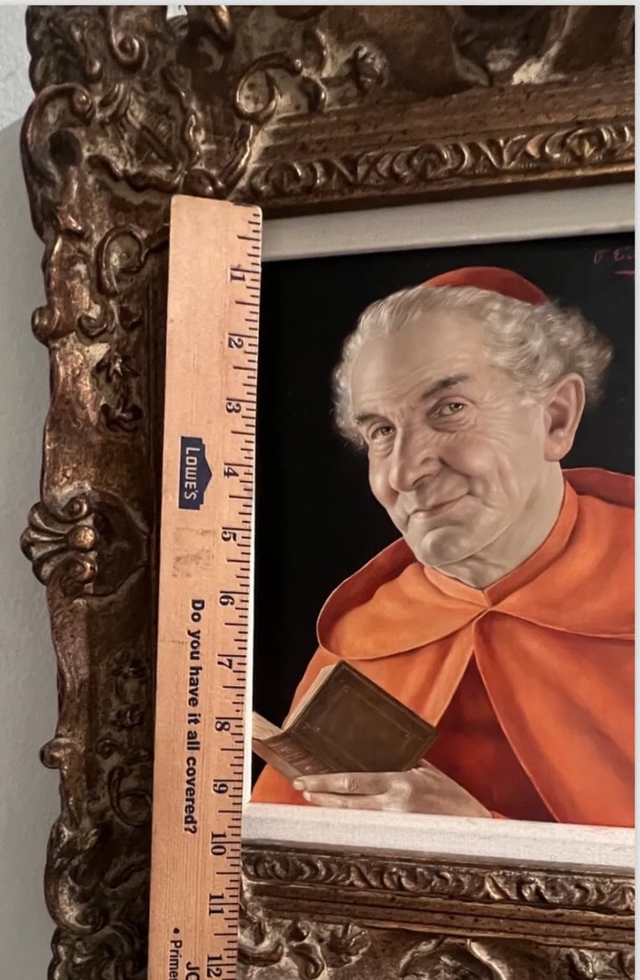 Mid 20th Century Portrait of a Cardinal by Otto Eichinger Austria Oil on Panel, Framed - 3