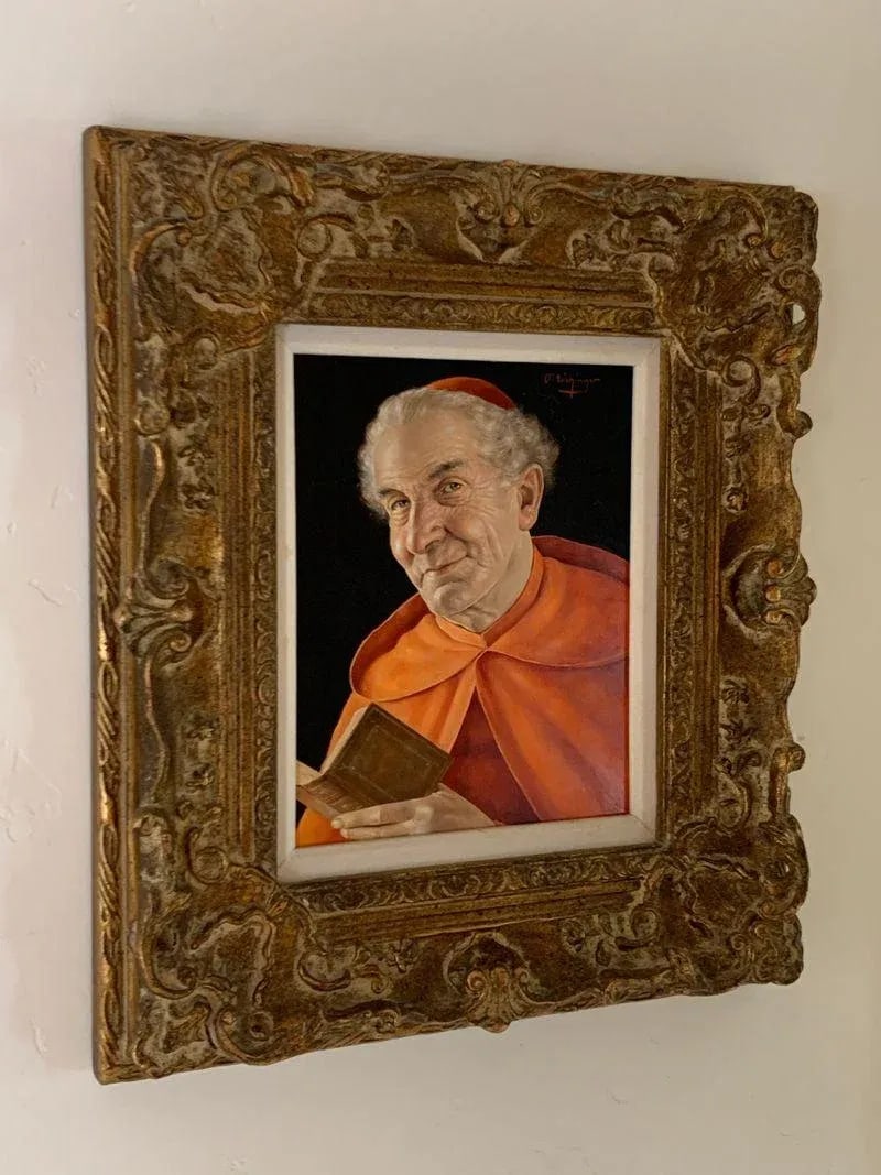 Mid 20th Century Portrait of a Cardinal by Otto Eichinger Austria Oil on Panel, Framed - 5