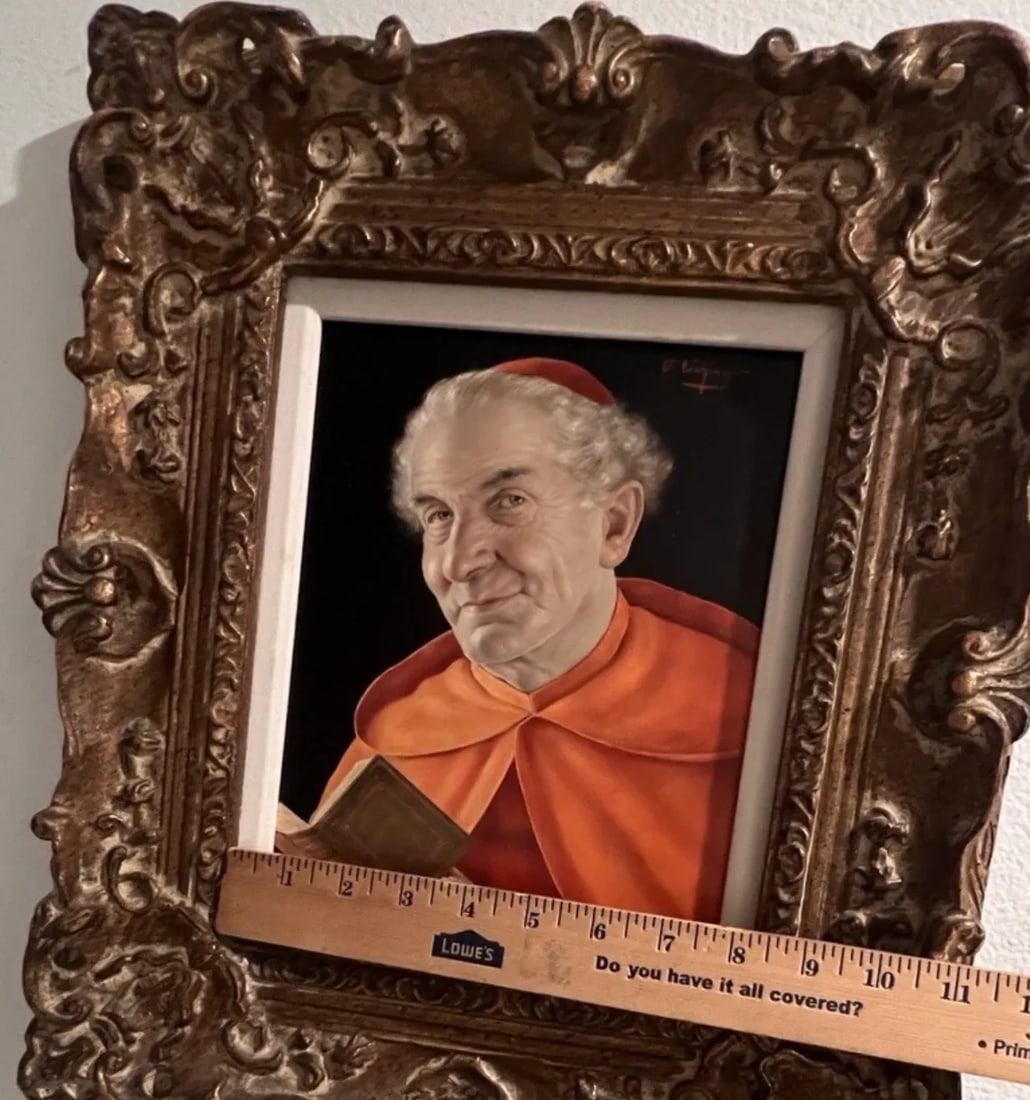 Mid 20th Century Portrait of a Cardinal by Otto Eichinger Austria Oil on Panel, Framed - 7