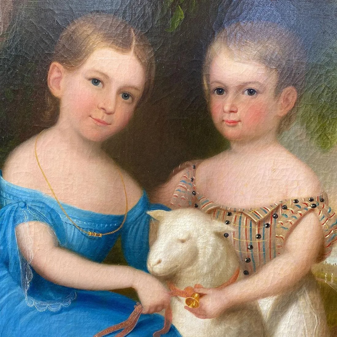 Robert Street Oil on Canvas Painting, Portrait of the Grundy Children Siblings With a Lamb - 2