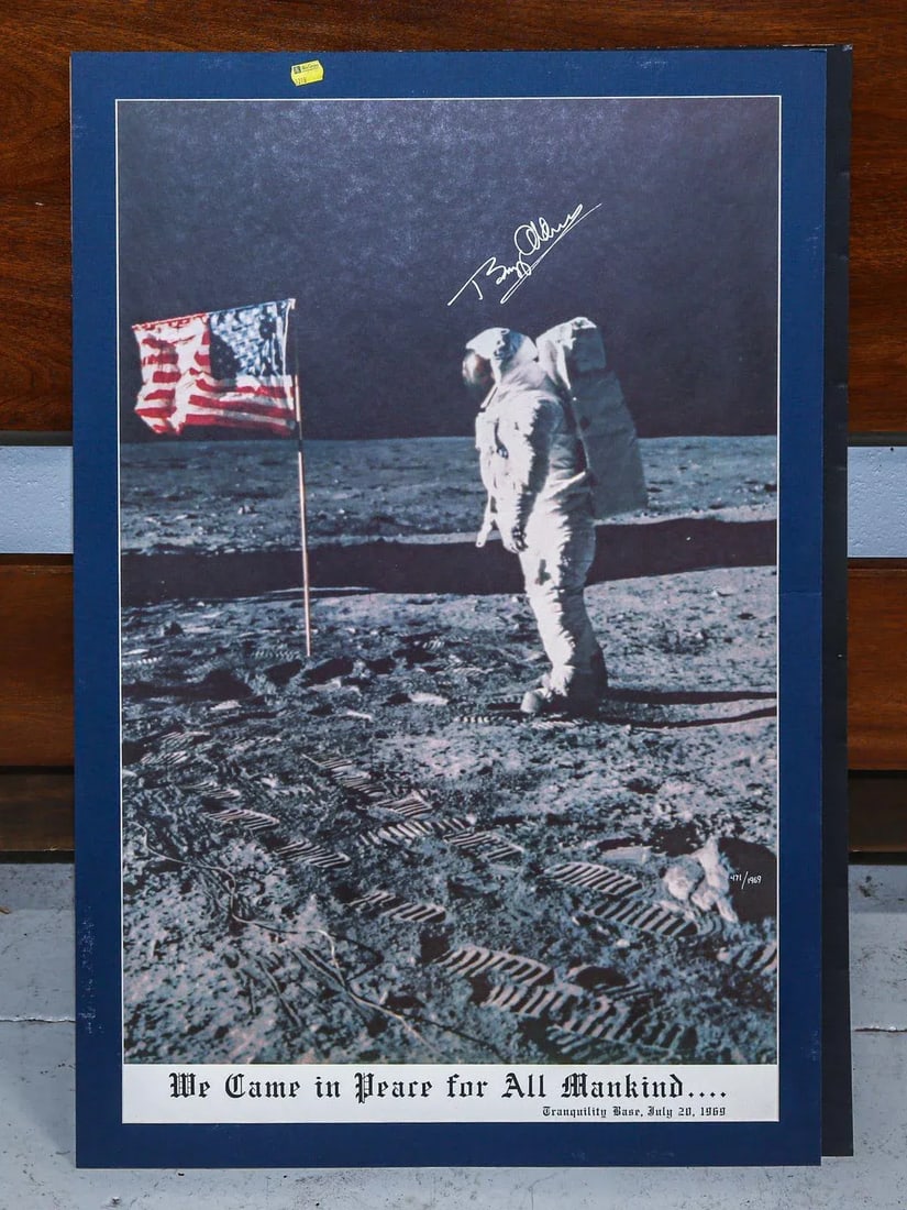 1960s Original Buzz Aldrin Signed Apollo 11 Moon Landing Poster - 2