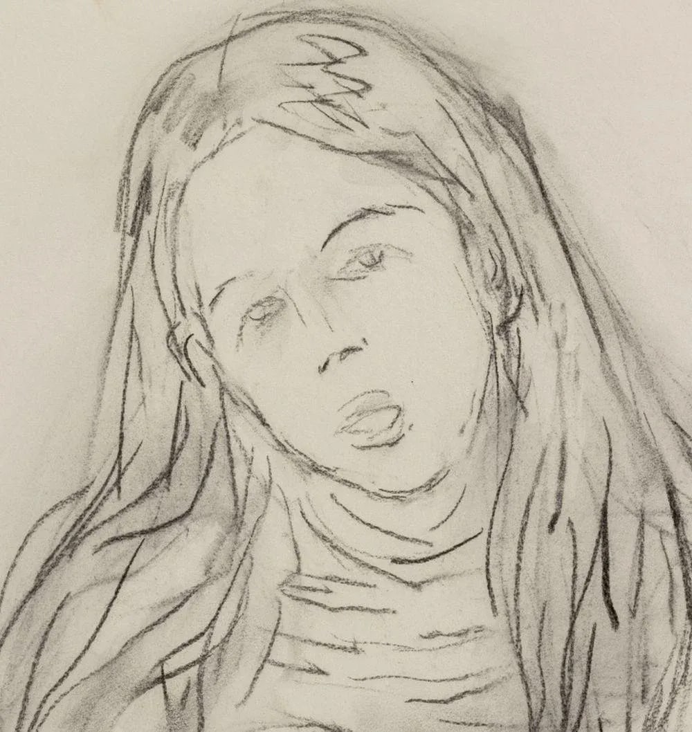 Manfred Schwartz Portrait of a Woman Charcoal - 2