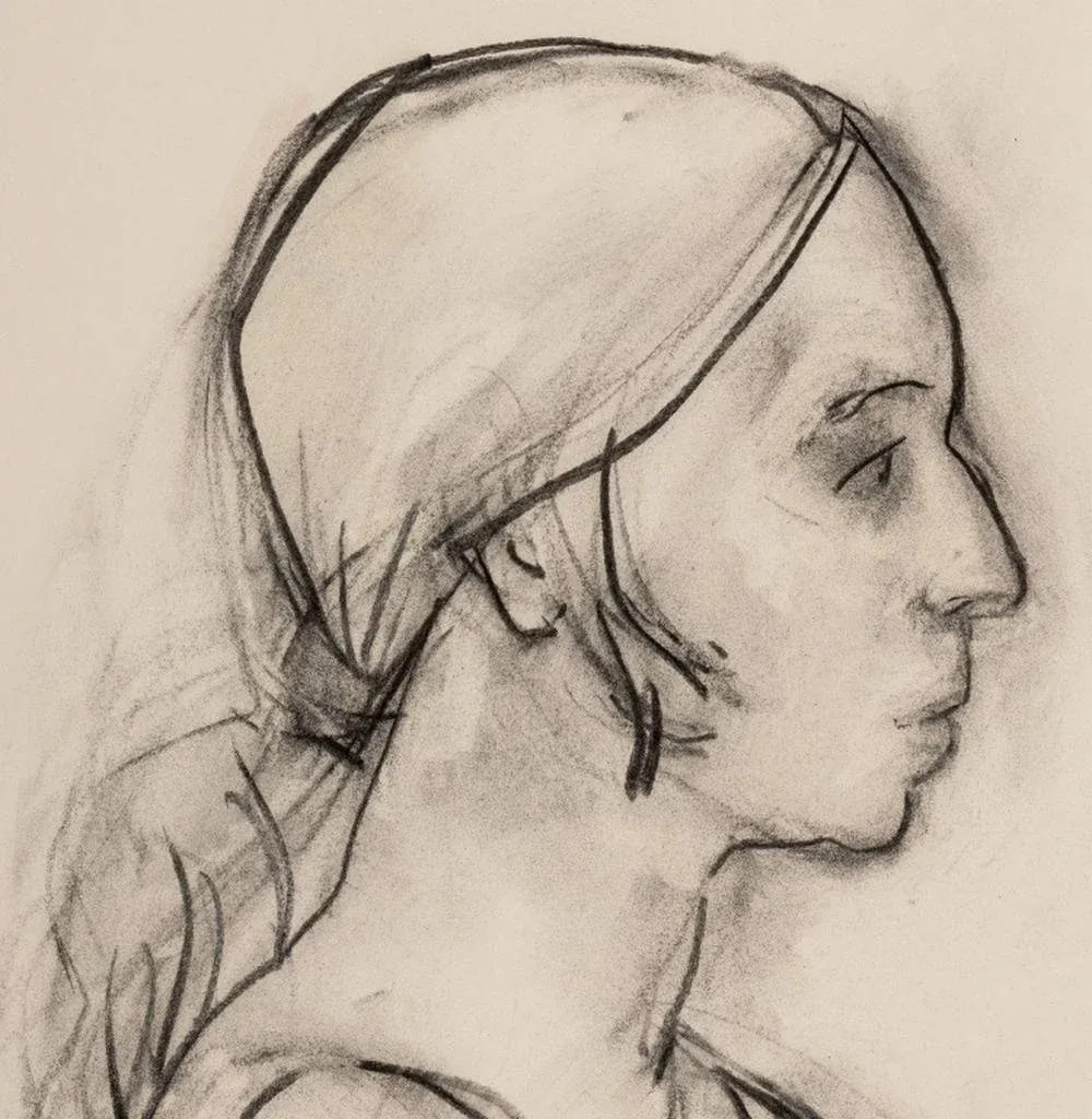 Manfred Schwartz Portrait of a Woman Charcoal - 2