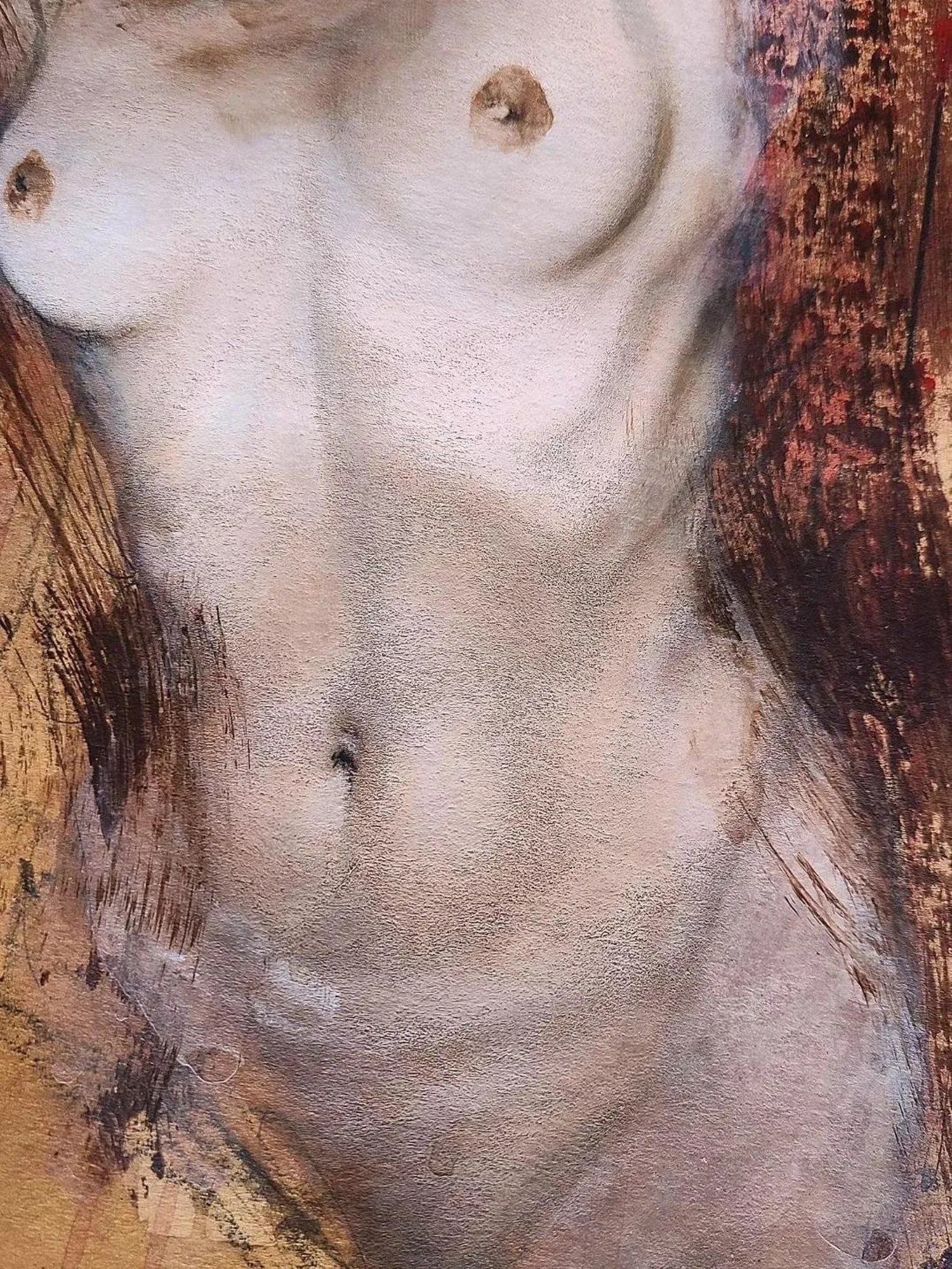 Flight (Contemporary Nude Figurative Painting, Framed), Louis Braquet - 2