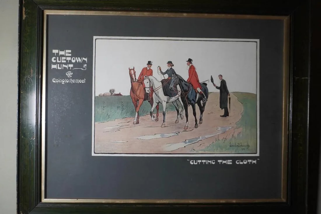 Lionel D. Edwards Fox-Hunting Sporting Print 1903 - The Cuetown Hunt - Going to the Meet - Cutting t - 3