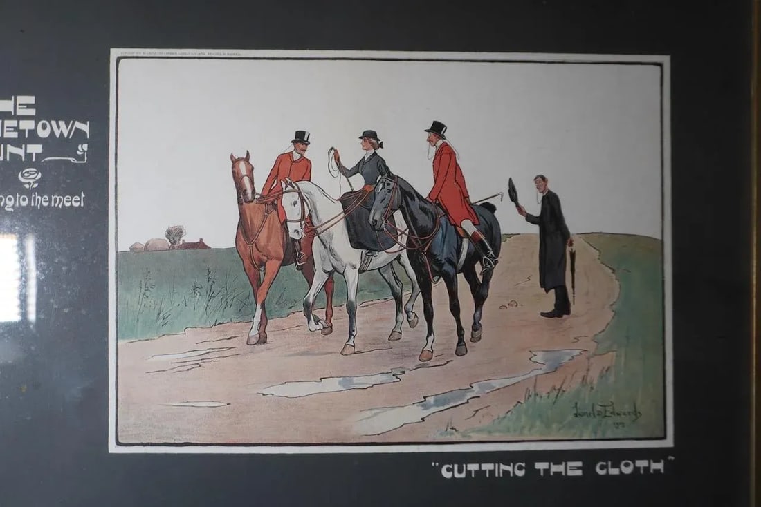 Lionel D. Edwards Fox-Hunting Sporting Print 1903 - The Cuetown Hunt - Going to the Meet - Cutting t - 4