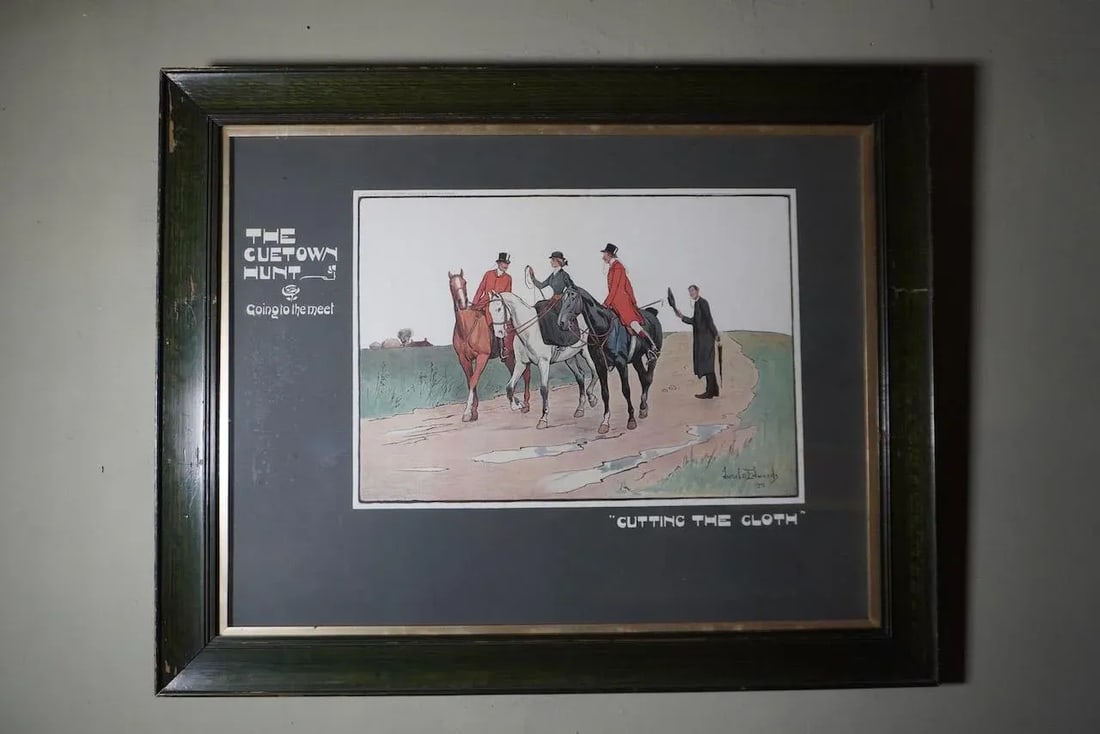 Lionel D. Edwards Fox-Hunting Sporting Print 1903 - The Cuetown Hunt - Going to the Meet - Cutting t - 5