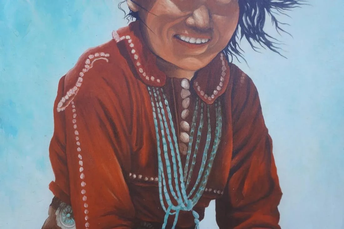 Don E Taylor (B 1954) - Southwest Indian Girl With a Turquoise Necklace - 5