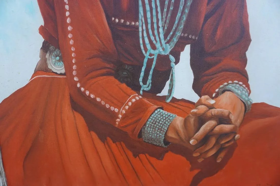 Don E Taylor (B 1954) - Southwest Indian Girl With a Turquoise Necklace - 6