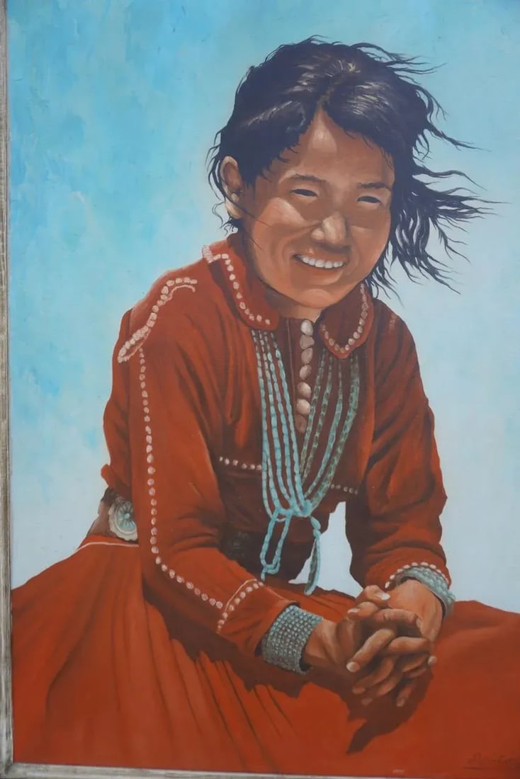 Don E Taylor (B 1954) - Southwest Indian Girl With a Turquoise Necklace - 9