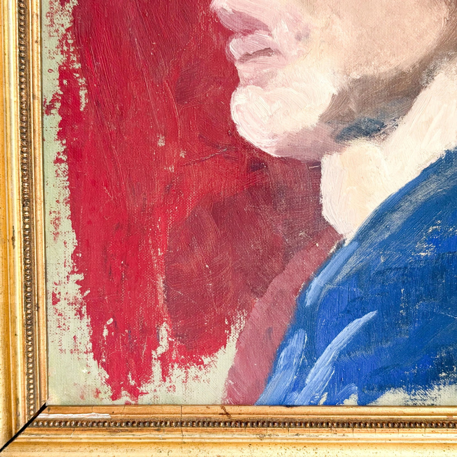 1960s Weathered Vintage Silhouette Portrait Painting of a Man - 10
