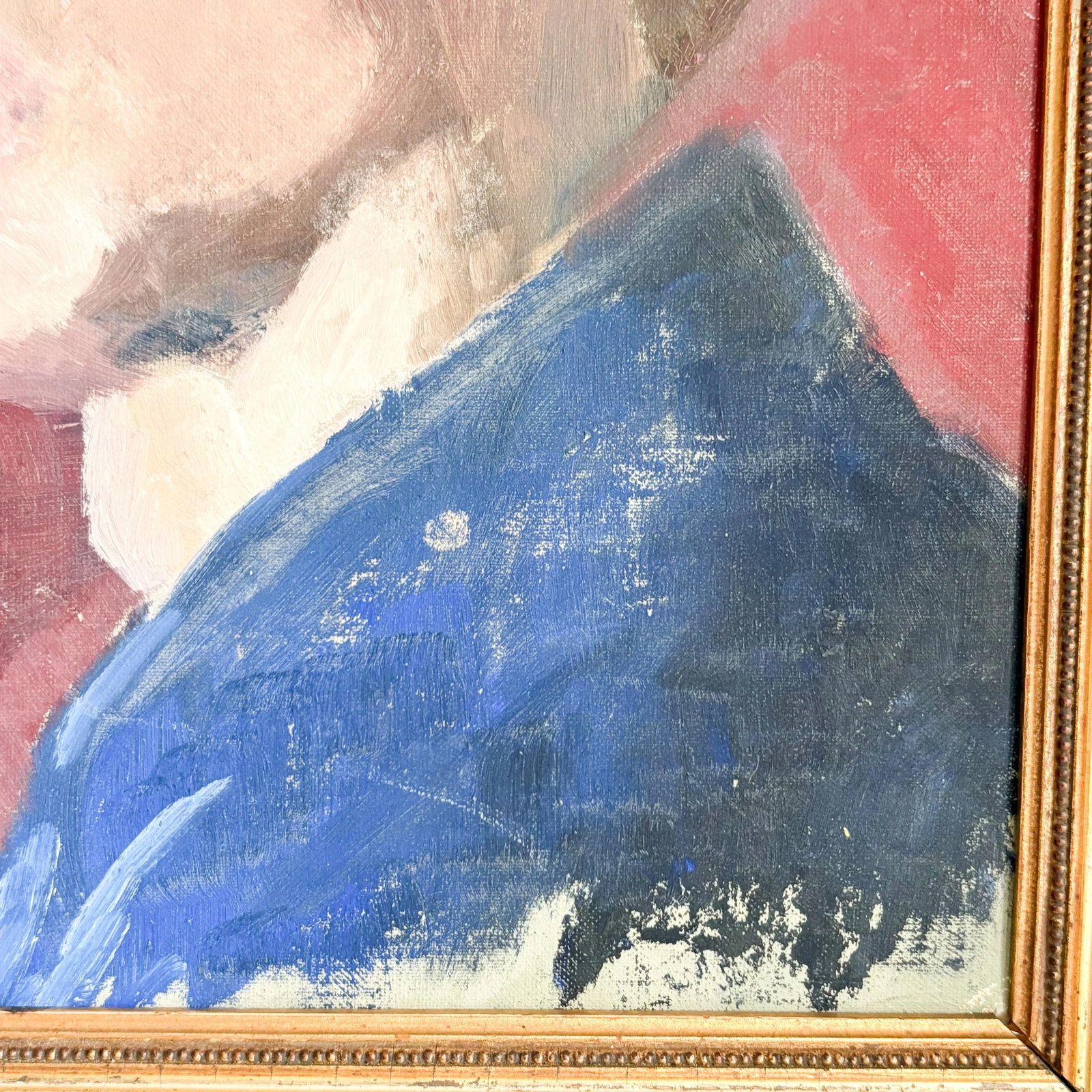 1960s Weathered Vintage Silhouette Portrait Painting of a Man - 6