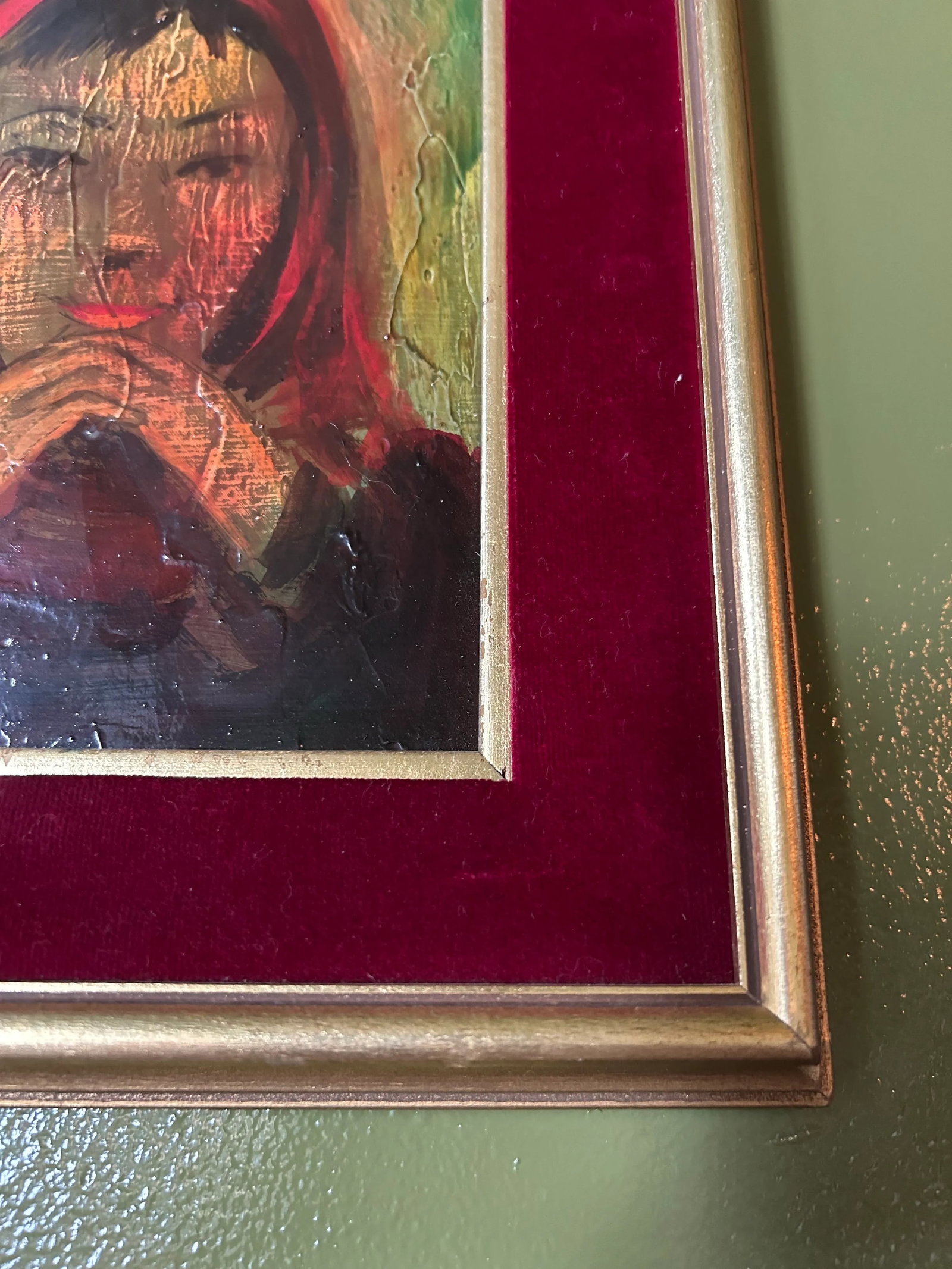 1970s Original Oil Painting of Girl by Viola Allen, Framed - 10