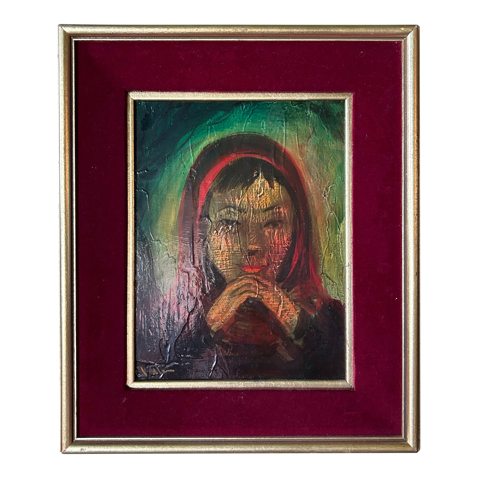1970s Original Oil Painting of Girl by Viola Allen, Framed (1 of 12)