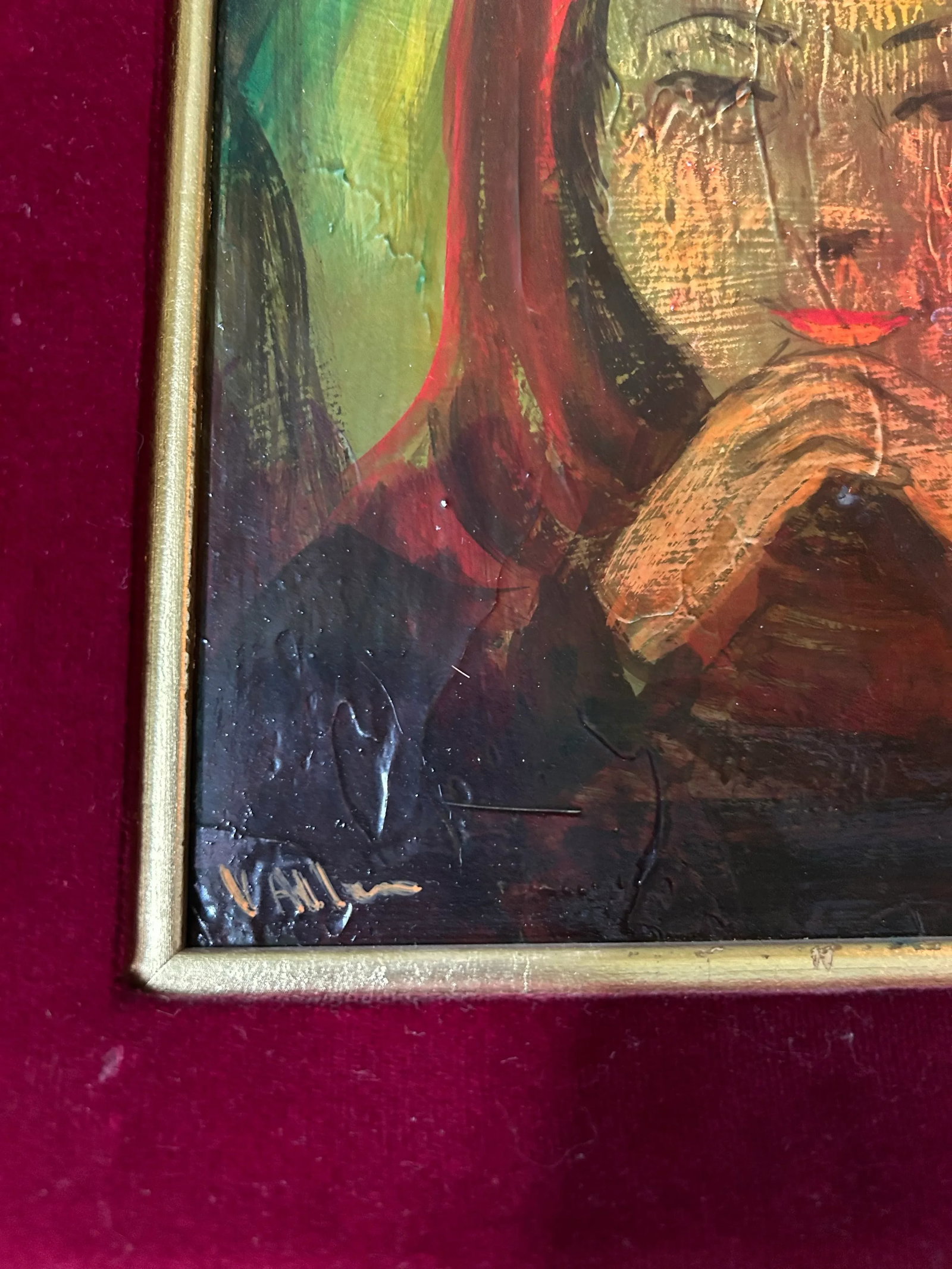 1970s Original Oil Painting of Girl by Viola Allen, Framed - 2