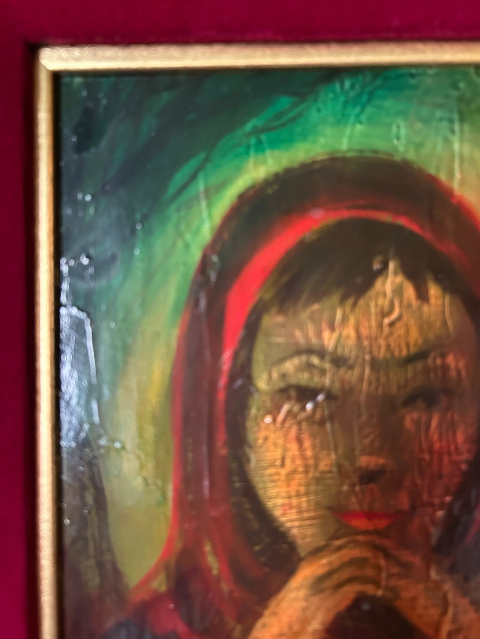 1970s Original Oil Painting of Girl by Viola Allen, Framed - 4