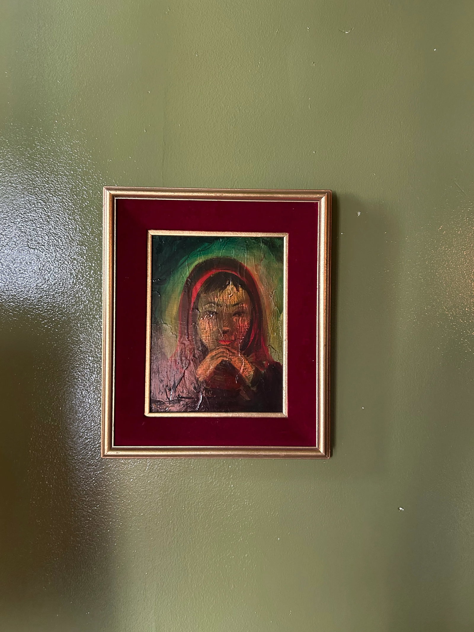 1970s Original Oil Painting of Girl by Viola Allen, Framed - 6