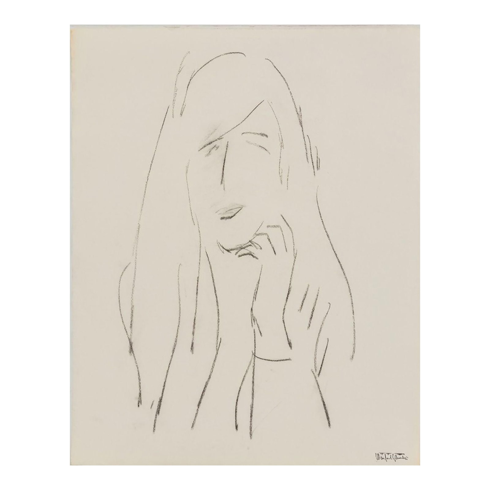 Manfred Schwartz Portrait of a Woman Charcoal: Manfred Schwartz (American, b. Poland, 1909-1970), Portrait of a Woman, Charcoal on Paper, with the artist's signature stamped lower right, unframed. 24" H x 19" W. Provenance: From a 35 East 75th