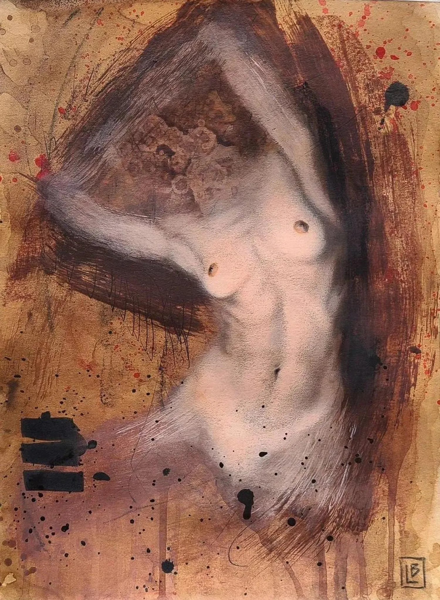 Hyperbole (Contemporary Nude Figurative Painting, Framed), Louis Braquet - 2