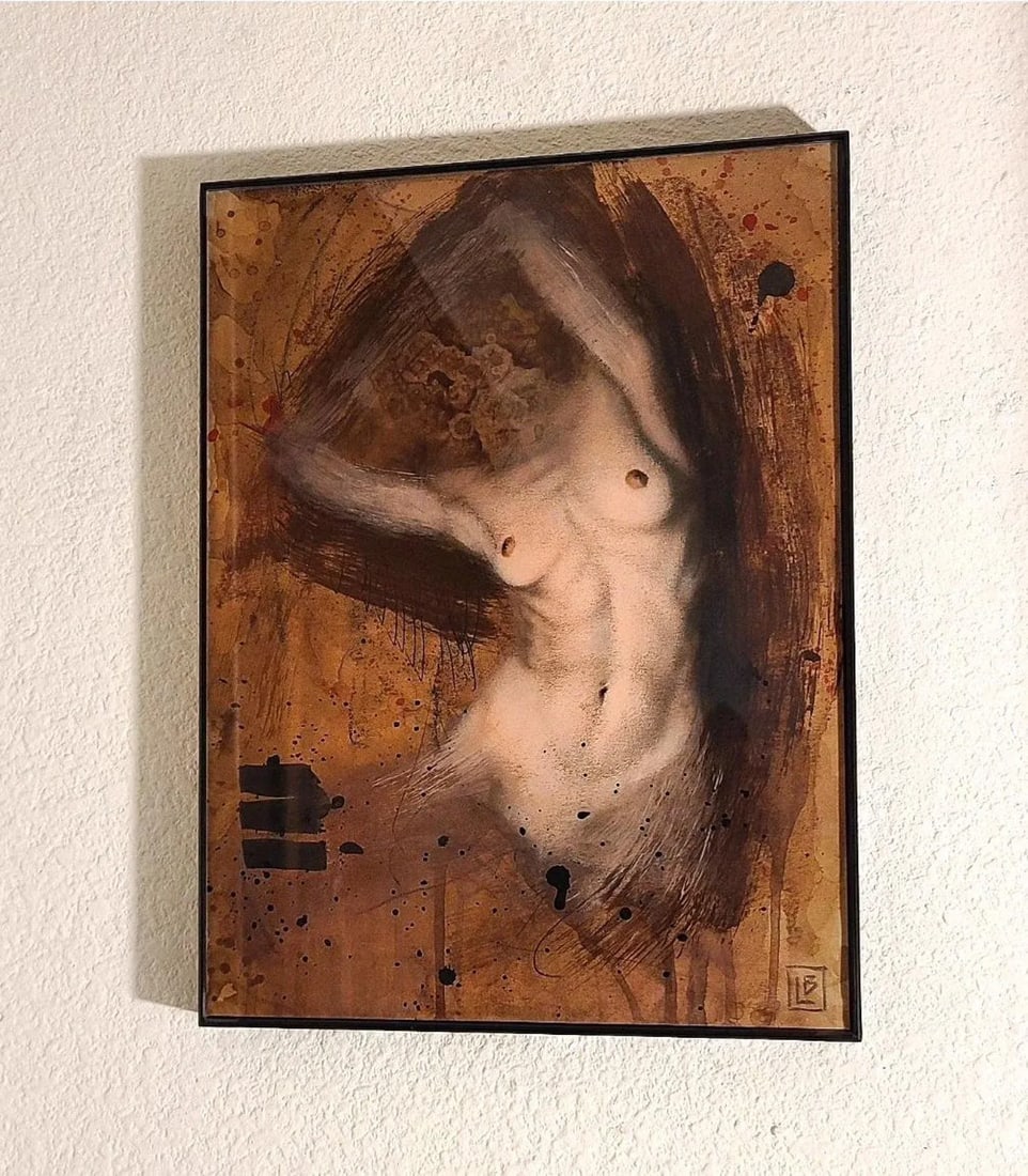 Hyperbole (Contemporary Nude Figurative Painting, Framed), Louis Braquet - 3