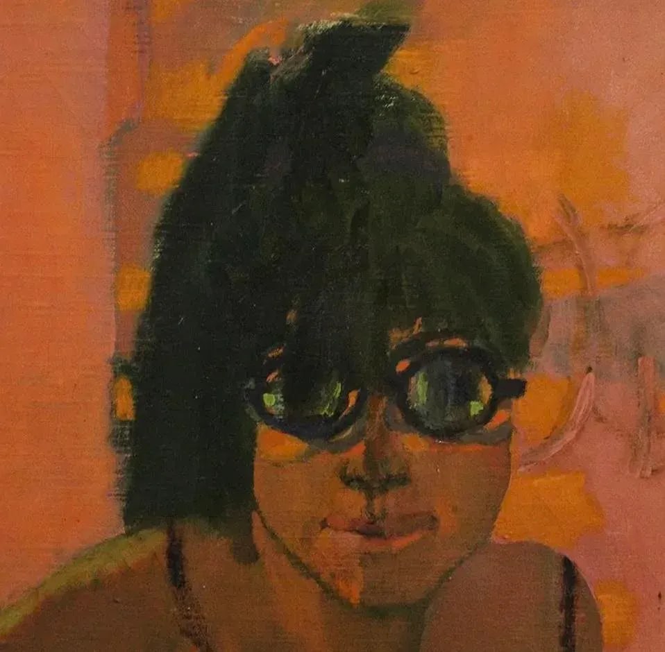 Vintage Mid Century Abstract Impressionist Pop Art Portrait Oil Painting - 2
