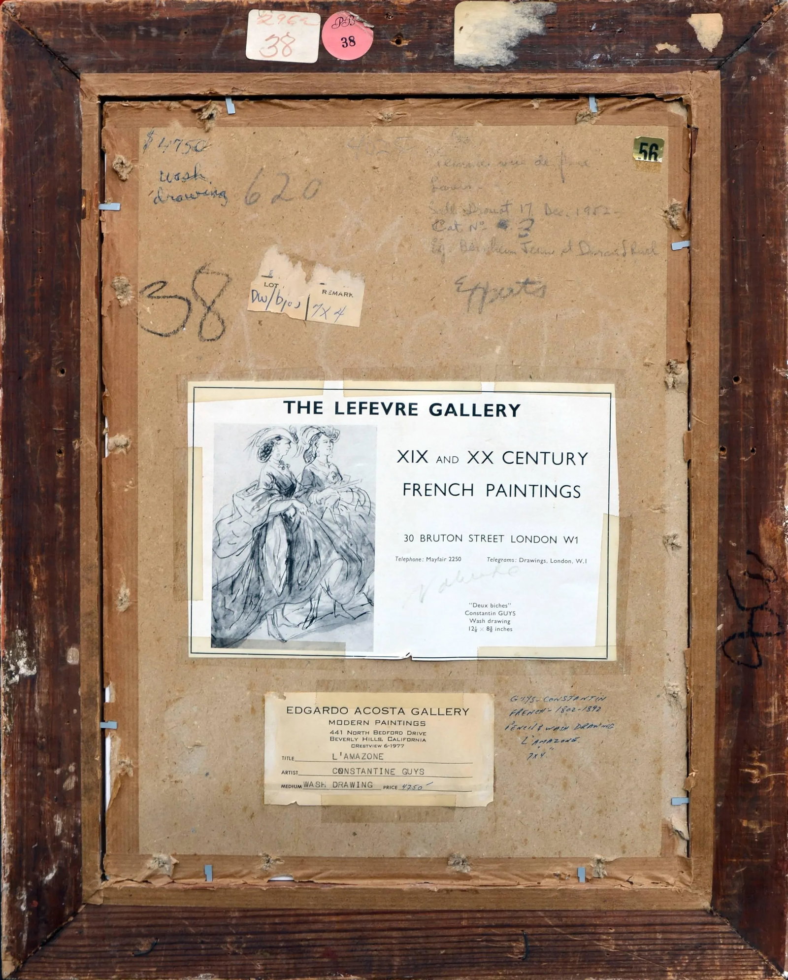 Mid 19th Century "L'Amazon" Figurative Pencil Drawing by Constantin Ernest, Framed - 4