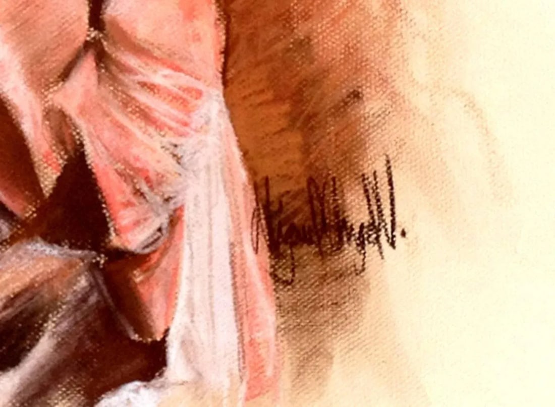 1993 "Dona Lupe" Pastel Portrait Drawing by Miguel Arguello - 3