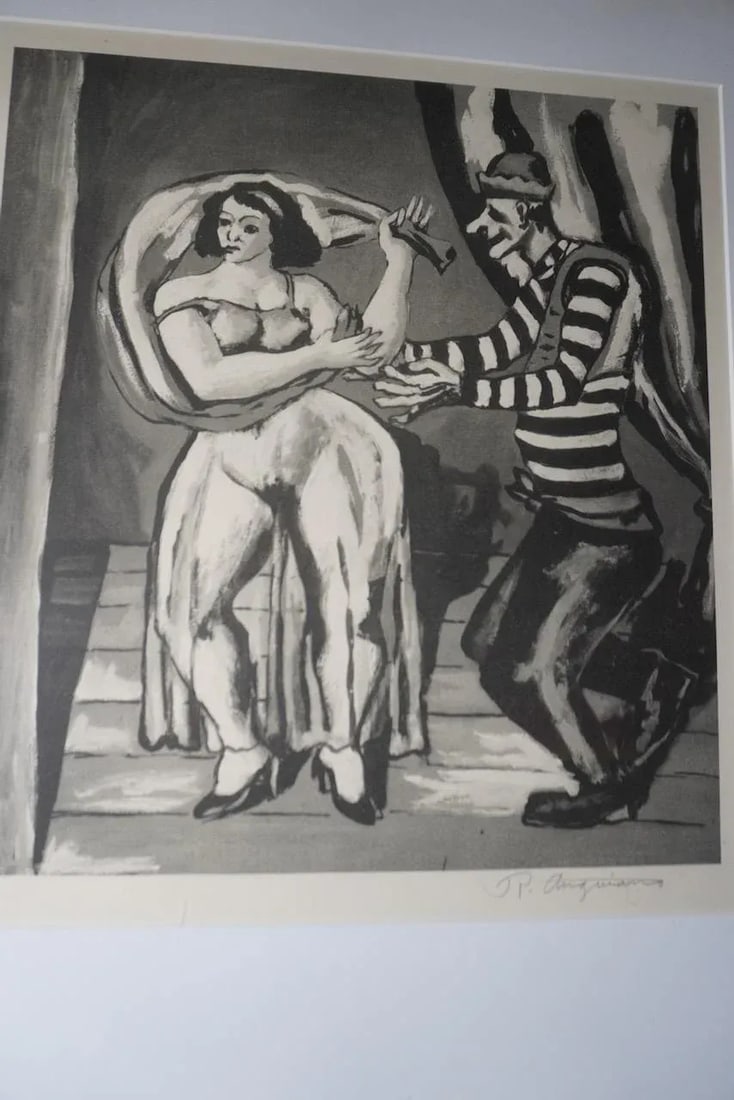 Mid 20th Century Jose Raoul Anguiano - Theater or Circus Performers, Framed - 2