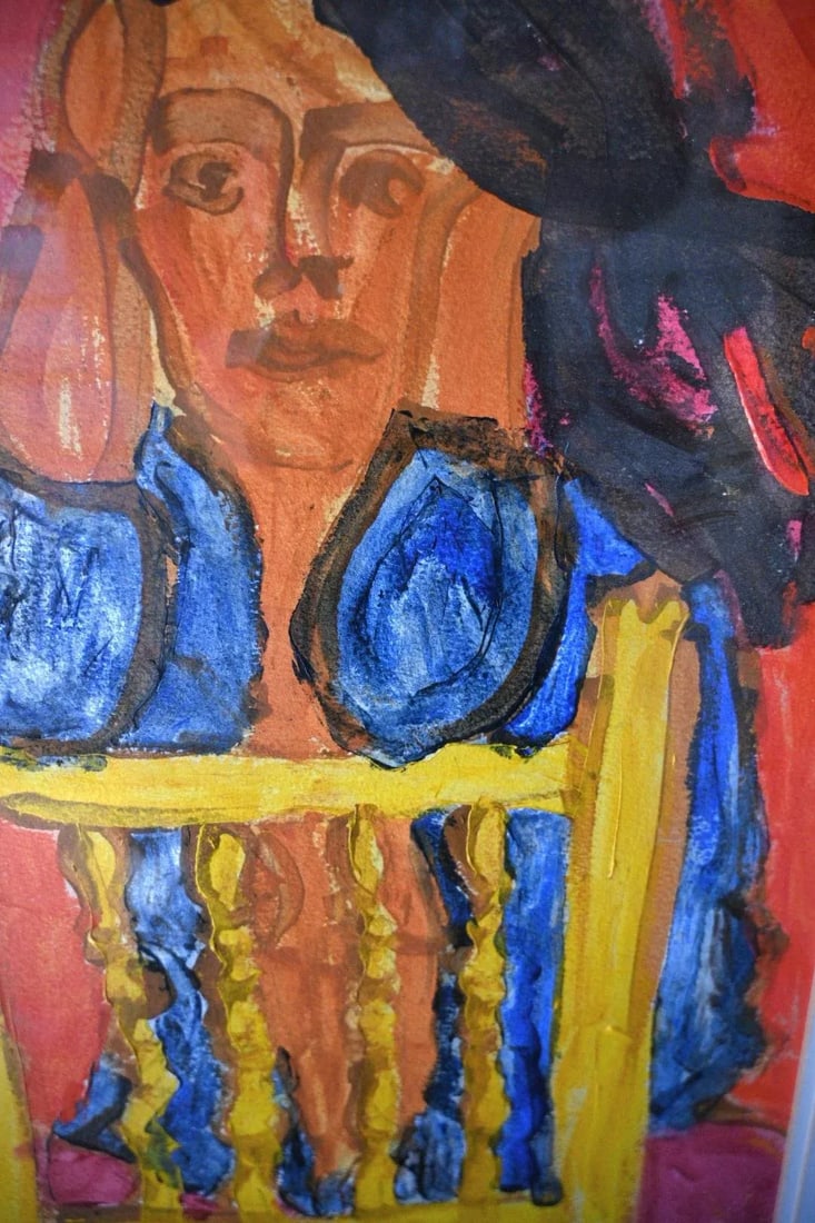 Robert Breyer "Woman and Chair" Original Mixed Media Painting - Southwestern Modern Figurative Expre - 3