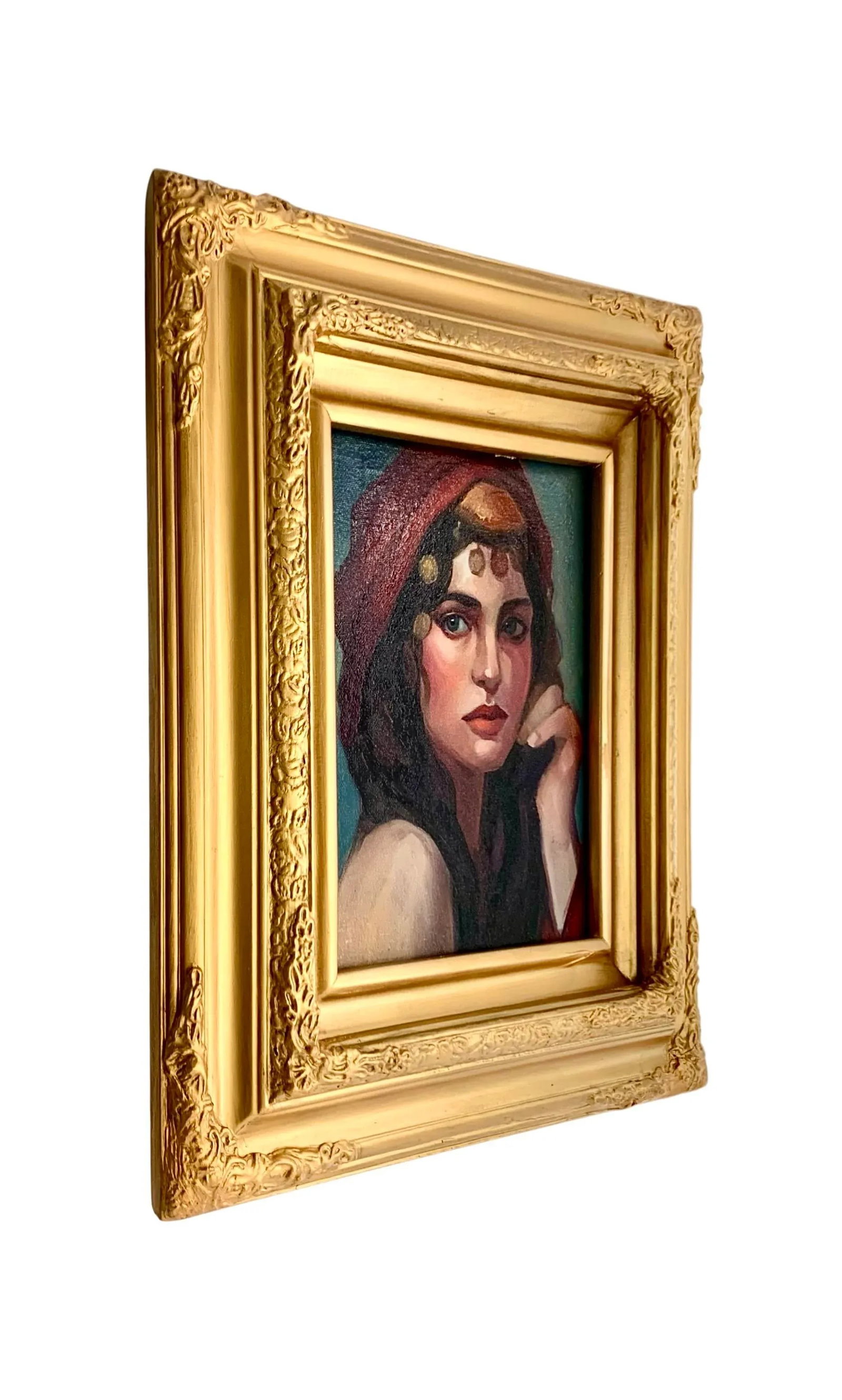 Painting Dune Princess Original Portrait Oil on Canvas in Ornate Frame Luxury Gift and Decor - 3