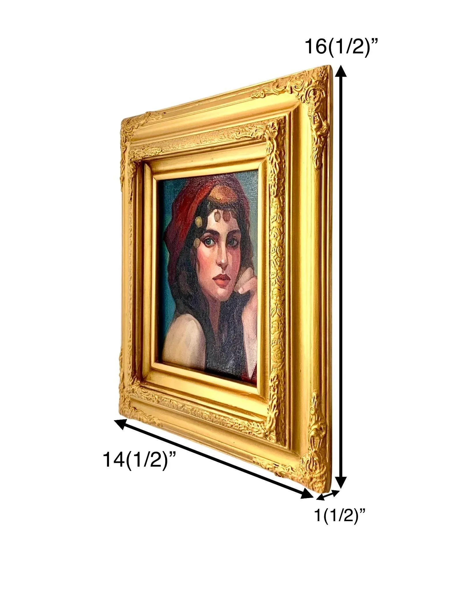 Painting Dune Princess Original Portrait Oil on Canvas in Ornate Frame Luxury Gift and Decor - 4