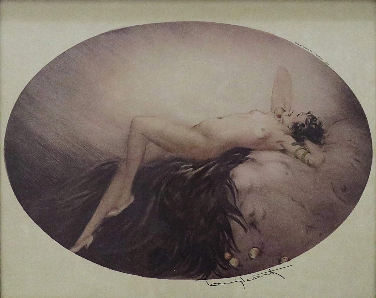 1928 French Louis Icart Etching 'Eve' Art Deco Reclining Nude Signed - 2