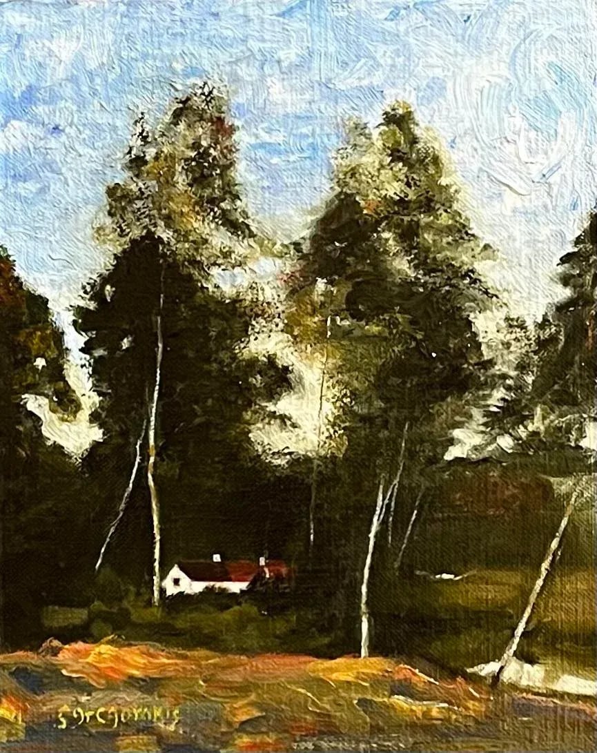 Oil Painting of a Wooded Scene After Corot by Satori Gregorakis. - 2