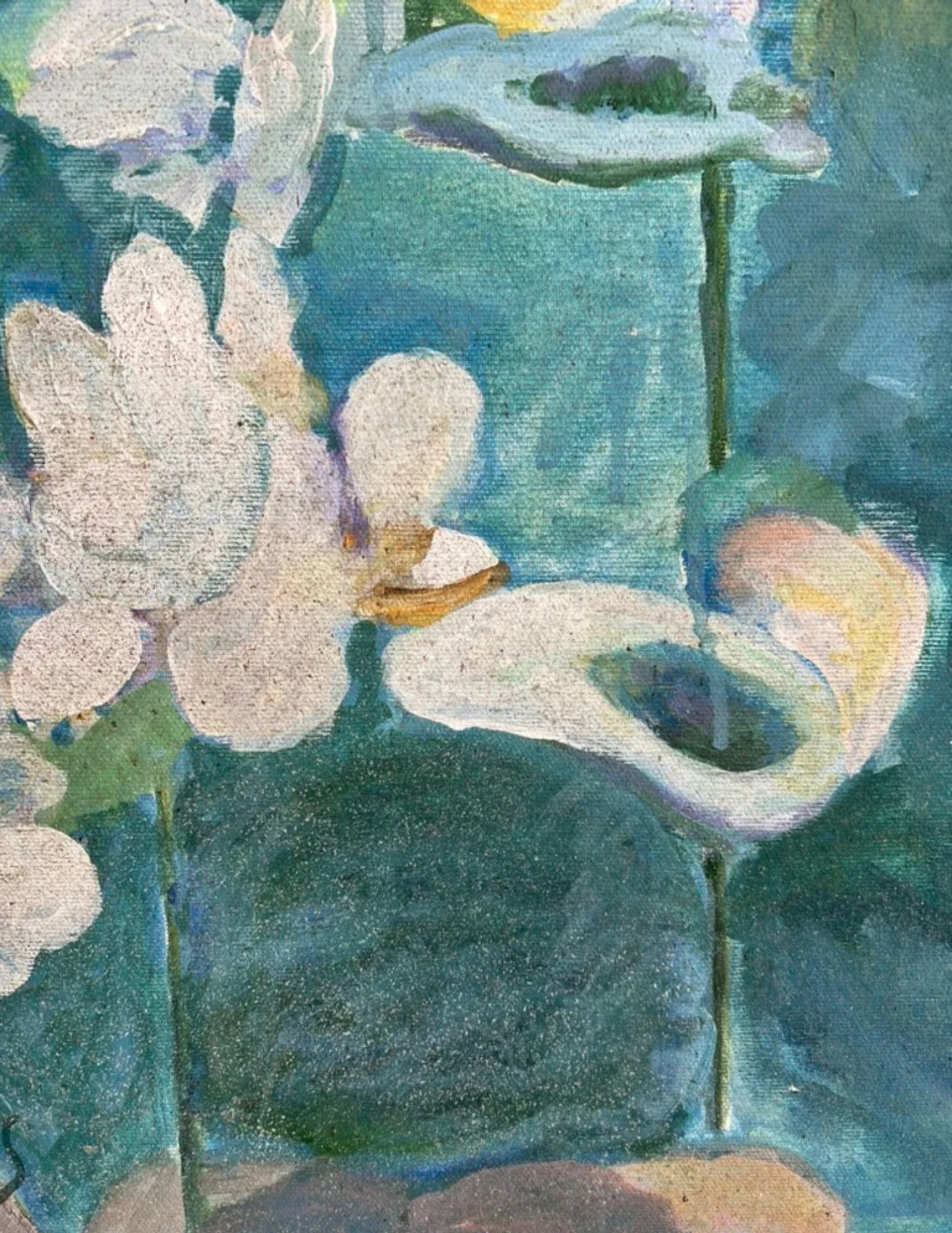 Impressionist Painting of Lady at Lily Pond, Unframed - 5