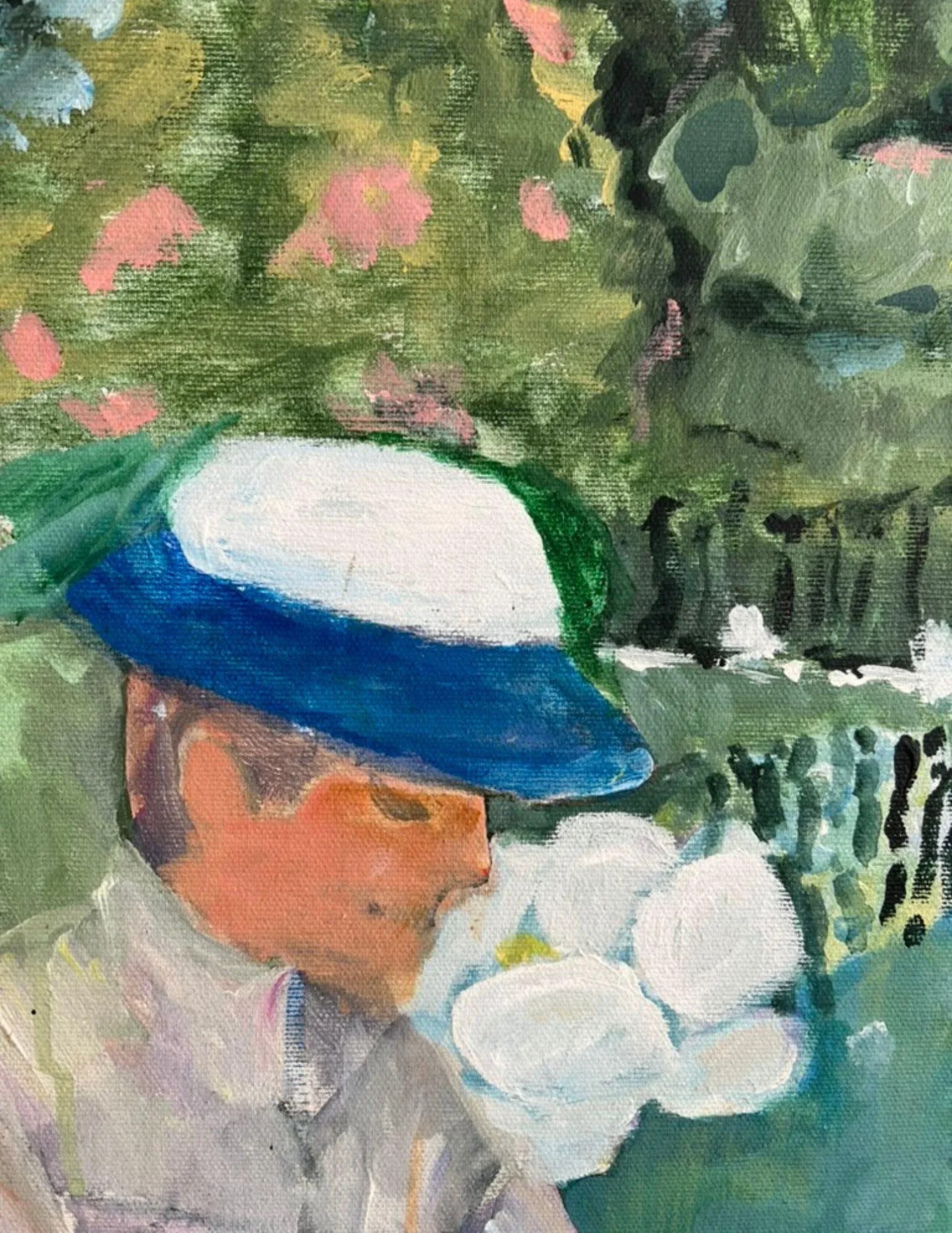 Impressionist Painting of Lady at Lily Pond, Unframed - 6