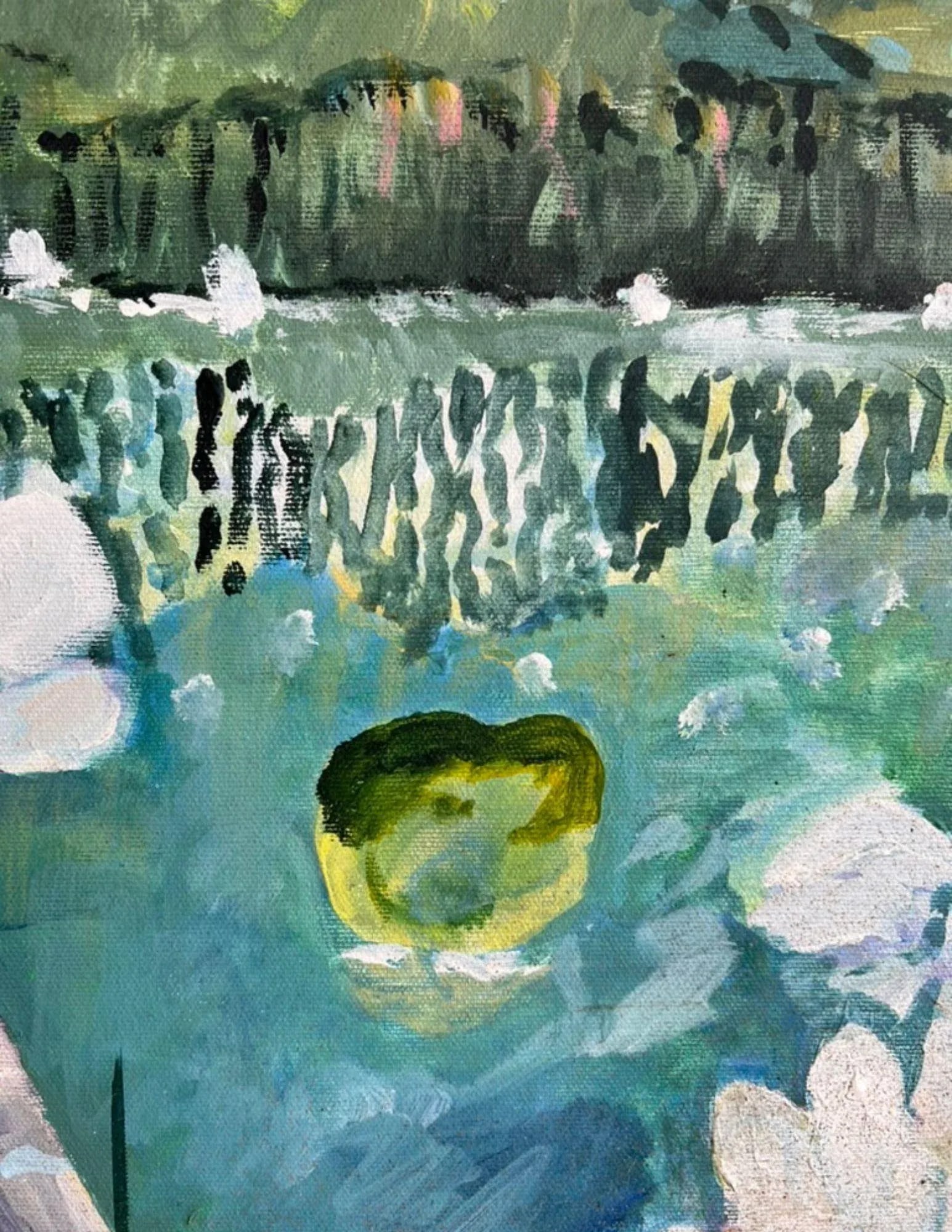 Impressionist Painting of Lady at Lily Pond, Unframed - 9
